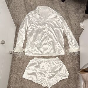Elegant White Satin Pajama Set